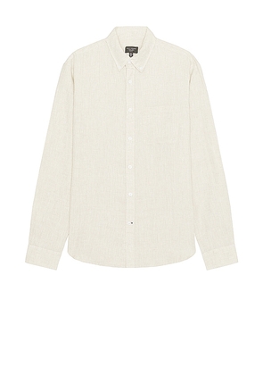 Club Monaco Long Sleeve Solid Linen Shirt in Cream. Size S, XL/1X.