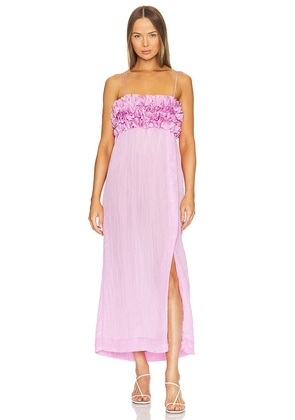 Ganni Shiny Tech Strap Midi Dress in Pink. Size 32, 36, 38, 40.