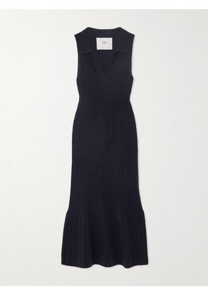 Arch4 - + Net Sustain Aurelia Ribbed Silk And Cashmere-blend Midi Dress - Blue - x small,small,medium,large