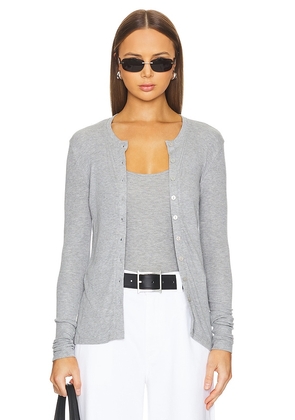 Goldie Ribbed Cardigan in Grey. Size L, S, XL, XS.