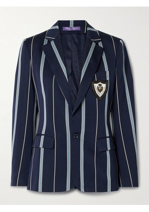 Ralph Lauren Collection - Elliot Logo-appliquéd Striped Wool And Cotton-blend Twill Blazer - Blue - US2,US4,US6,US8,US10,US12,US16