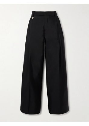 Burberry - Pleated Wool And Silk-blend Twill Wide-leg Pants - Black - UK 4,UK 6,UK 8,UK 10,UK 12,UK 14,UK 16