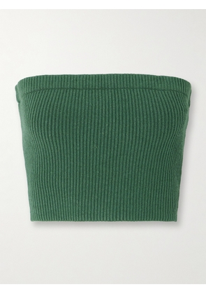 BY MALENE BIRGER - Giovania Cropped Strapless Ribbed Lenzing™ Ecovero™-blend Top - Green - xx small,x small,small,medium,large,x large