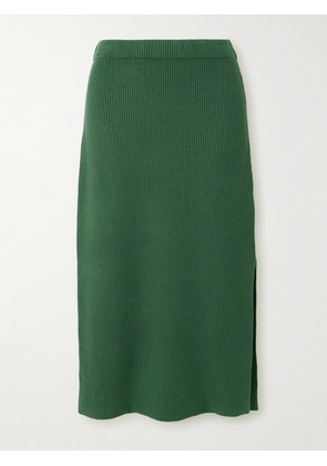 BY MALENE BIRGER - Kyara Ribbed Stretch Lenzing™ Ecovero™-blend Midi Skirt - Green - xx small,x small,small,medium,large,x large