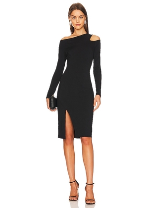 krisa Asymmetrical Cutout Midi Dress in Black. Size XS.