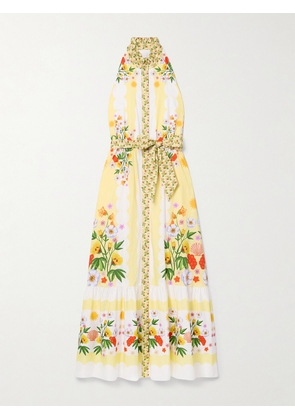 Borgo de Nor - Biba Belted Printed Cotton Midi Dress - Multi - UK 6,UK 8,UK 10,UK 12,UK 14,UK 16,UK 18