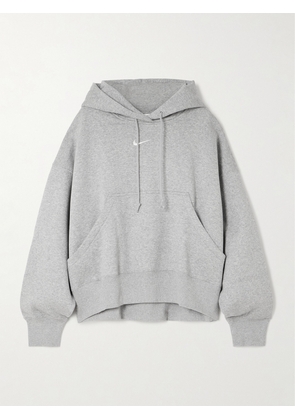 Nike - Phoenix Oversized Embroidered Cotton-blend Jersey Hoodie - Gray - x small,small,medium,large,x large,xx large