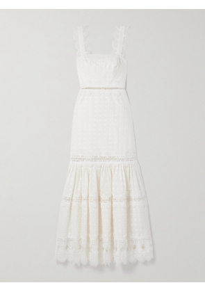 WAIMARI - + Net Sustain Ibiza Tiered Guipure Lace-trimmed Cotton Midi Dress - White - x small,small,medium,large,x large