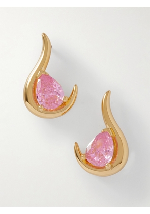 Anissa Kermiche - Grande Poire De Feu Gold Vermeil Cubic Zirconia Earrings - One size