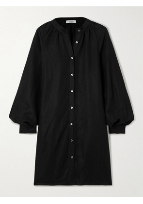 lemlem - Meaza Belted Linen And Tencel™ Lenzing™ Modal-blend Mini Dress - Black - x small,small,medium,large