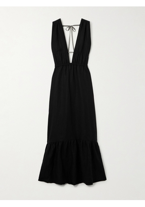lemlem - Lelisa Ruffled Linen-blend Maxi Dress - Black - x small,small,medium,large