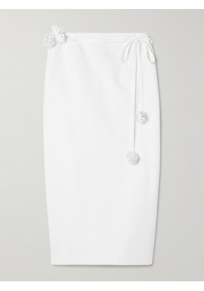 Magda Butrym - Appliquéd Belted Cotton-poplin Midi Skirt - White - FR34,FR36,FR38,FR40,FR42