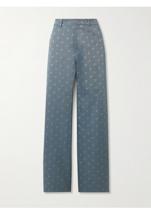 LIBEROWE - Annie Cotton-blend Jacquard Straight-leg Pants - Blue - x small,small,medium,large,x large