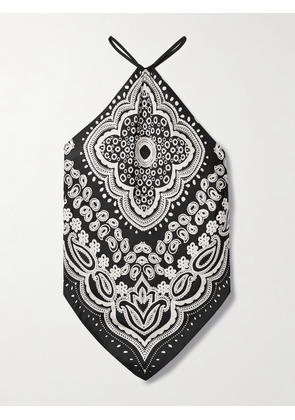 Nili Lotan - Audrey Bandana-print Silk Halterneck Top - Black - x small,small,medium,large,x large