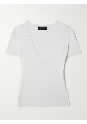 Nili Lotan - Italia Ribbed Cotton-jersey T-shirt - Ivory - x small,small,medium,large