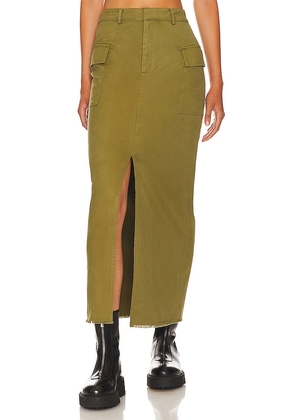 Line & Dot Summer Maxi Skirt in Olive. Size XS.
