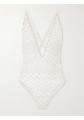 Missoni - Mare Striped Metallic Crochet-knit Swimsuit - White - IT36,IT38,IT40,IT42,IT44,IT46,IT48