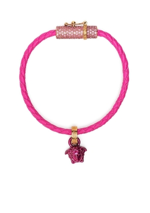 Versace leather crystal-embellished bracelet - Pink