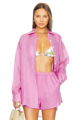 vitamin A Playa Shirt Dress in Pink. Size M, S, XS.