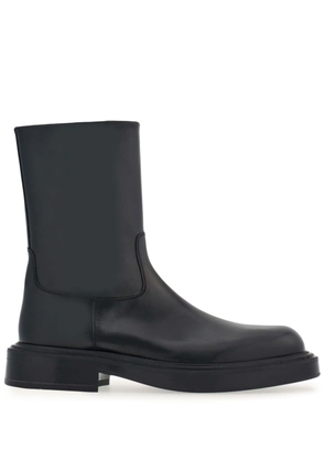 Ferragamo panelled patent-leather ankle boots - Black
