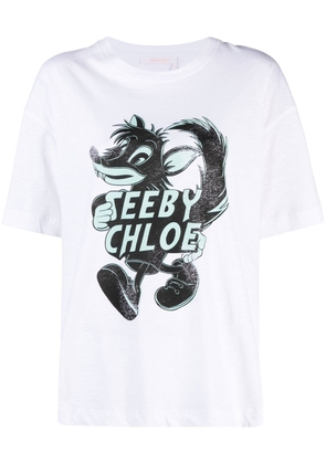 See by Chloé logo-print short-sleeve T-shirt - White