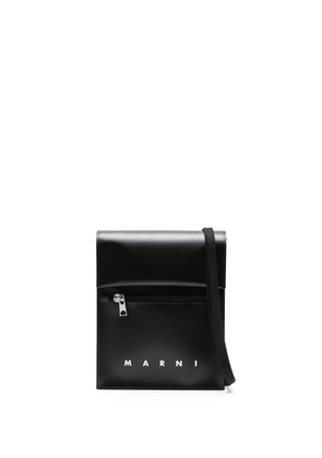 Marni logo-print press-stud fastening shoulder bag - Black