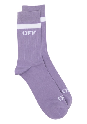 Off-White intarsia-knit logo socks - Purple