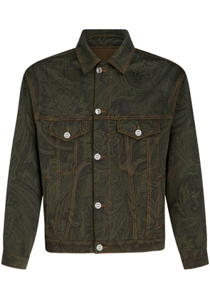 ETRO paisley-jacquard denim jacket - Green