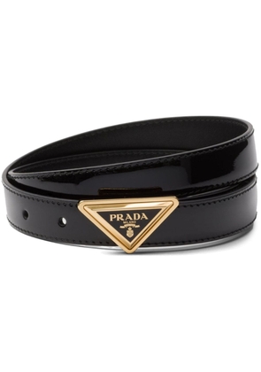 Prada triangle-logo patent-leather belt - Black