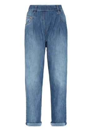 Brunello Cucinelli elasticated waistband tapered jeans - Blue