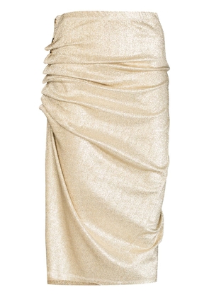 Rabanne ruched-detailing asymmetric midi skirt - Gold