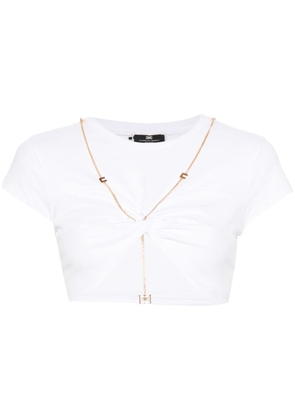 Elisabetta Franchi chain-link cropped cotton T-shirt - White