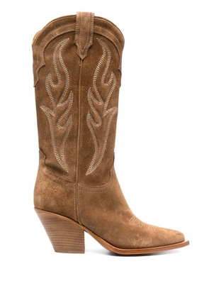 Sonora 70mm Western-style suede boots - Brown
