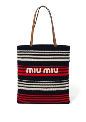 Miu Miu striped crochet-knit tote bag - Blue