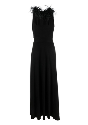 STYLAND feather-trim sleeveless gown - Black