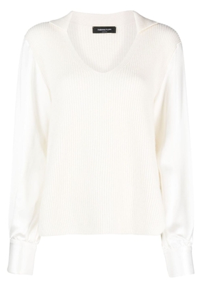 Fabiana Filippi shirt-sleeve ribbed-knit jumper - White