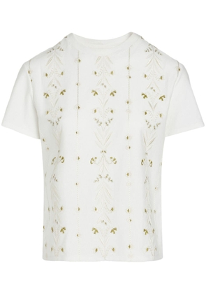 Giambattista Valli floral-embroidered cotton T-shirt - White