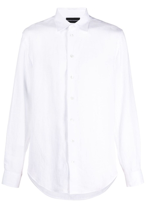 Emporio Armani long-sleeved linen shirt - White