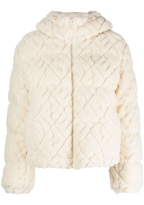 FENDI FF-pattern hooded ski jacket - Neutrals