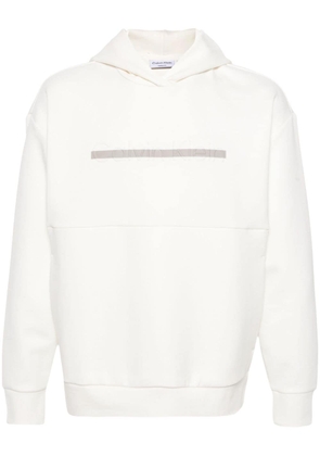Calvin Klein logo-embossed stripe-detail hoodie - White