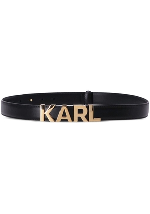 Karl Lagerfeld logo-buckle leather belt - Black