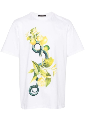 Roberto Cavalli Lemon and Snake-print T-shirt - White
