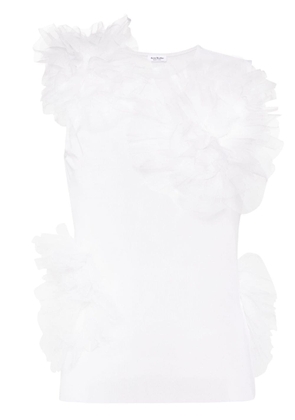 Acne Studios floral-appliqué mesh top - White