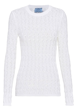 Prada open-knit cotton jumper - White