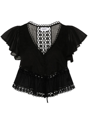 Charo Ruiz Ibiza floral-lace flared blouse - Black