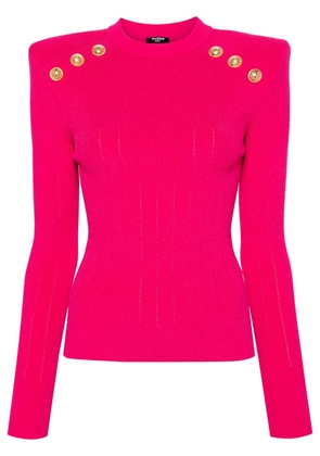Balmain decorative-buttons ribbed-knit jumper - Pink