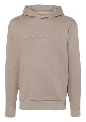 Boggi Milano logo-embossed cotton hoodie - Neutrals