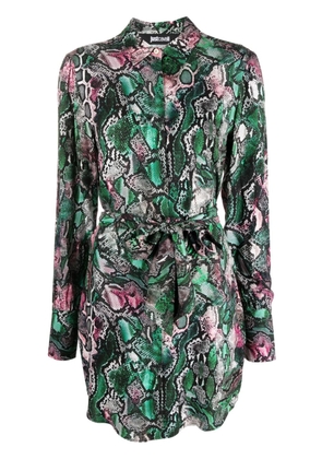 Just Cavalli snakeskin-print belted minidress - Green