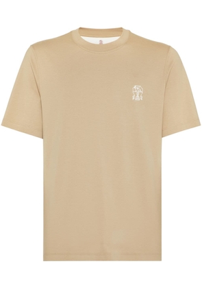 Brunello Cucinelli logo-print cotton T-shirt - Neutrals