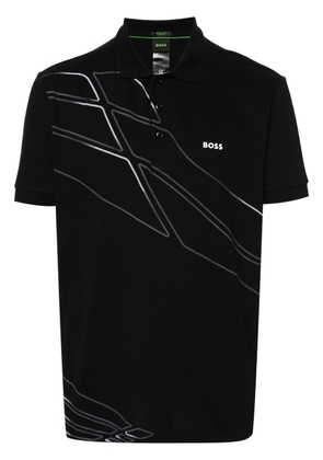 BOSS logo-appliqué polo shirt - Black